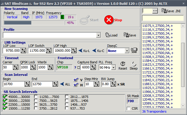 ALTX blindscan running under 4.5.0 driver