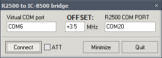 Icom IC8500 emulator for R2500 window