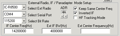 Icom IC8500 emulator for R2500 spectravue setup